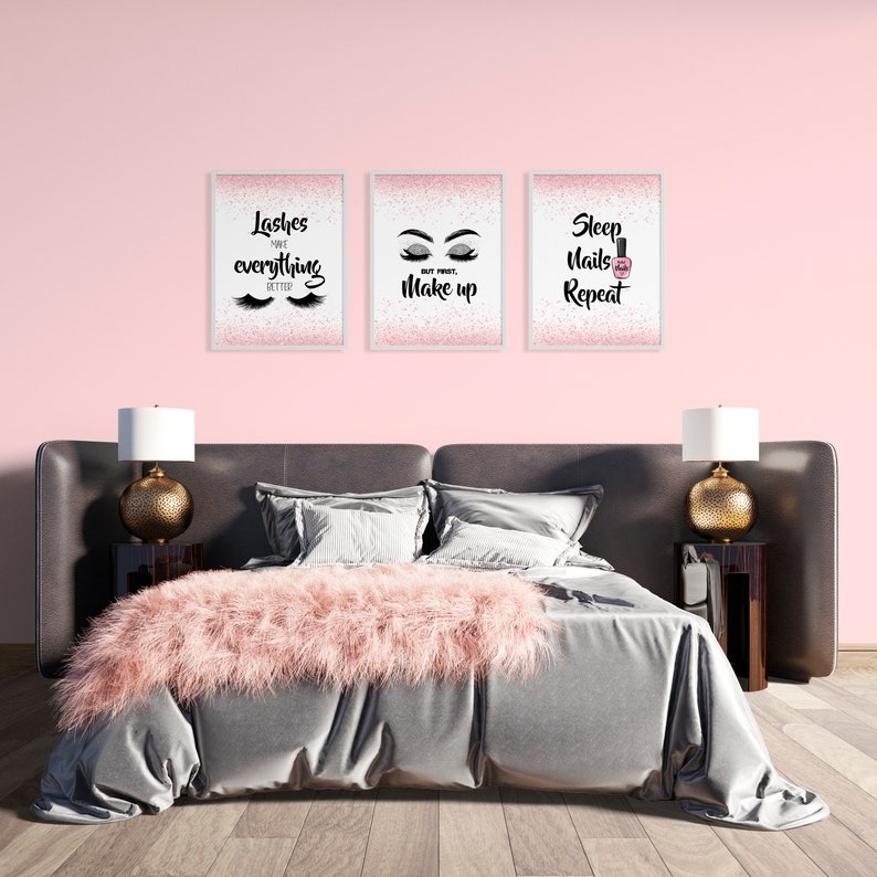Set of 3 Beauty Teen Wall Art Prints Make up Pictures for Etsy UK