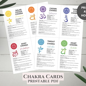 Cartes chakra imprimables - format A6 - téléchargement numérique - méditation chakra - équilibre et guérison - aide au yoga - outil de pleine conscience