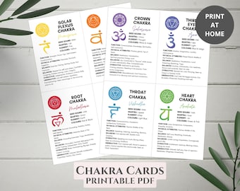 Printable Chakra Cards - A6 Size - Digital Download - Chakra Meditation - Balance & Healing - Yoga Aid - Mindfulness Tool