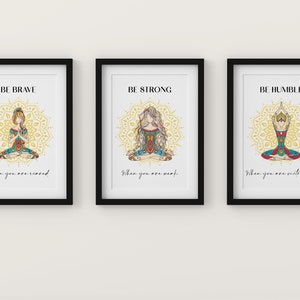 Set of 3 Yoga Pictures, Inspirational Quotes, Wall Art, Meditation, Yoga Studio Prints, Positive quotes UNFRAMED