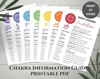 Chakra Information Guides Cheat Sheet, Digital Download PDF