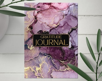 Gratitude Journal Printable PDF Purple Marble | 23-Page Reflection & Affirmation Journal | UK A4 and US Letter Size