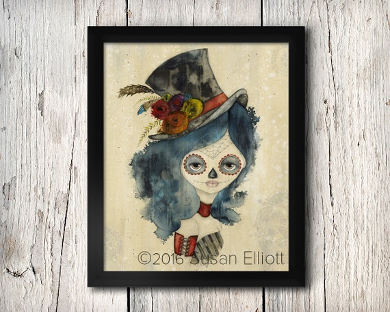 Los Muertos Top Hat Girl Fine Art Print 