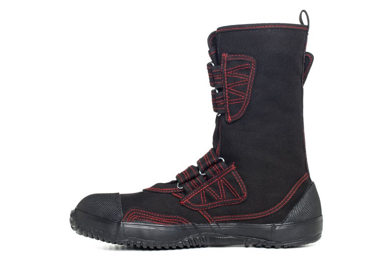 Fugu Japanese Unisex Vegan Cool Boots Red Stitch Black Etsy
