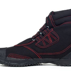 Fugu Ka-Ni cool japanese boots VEGAN Red Stitch Black UNISEX image 7