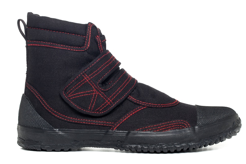 Fugu Ka-Ni cool japanese boots VEGAN Red Stitch Black UNISEX image 6