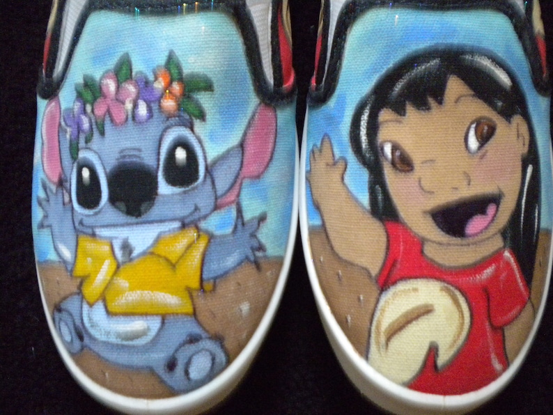 Disney Inspired Lilo and Stitch Women/'s Hand Painted Sneaker