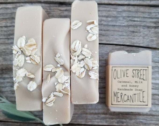 Oatmeal, Milk and Honey Soap, handmade with homegrown olive oil, grass fed organic tallow and colloidal oatmeal, gentle and nourishing