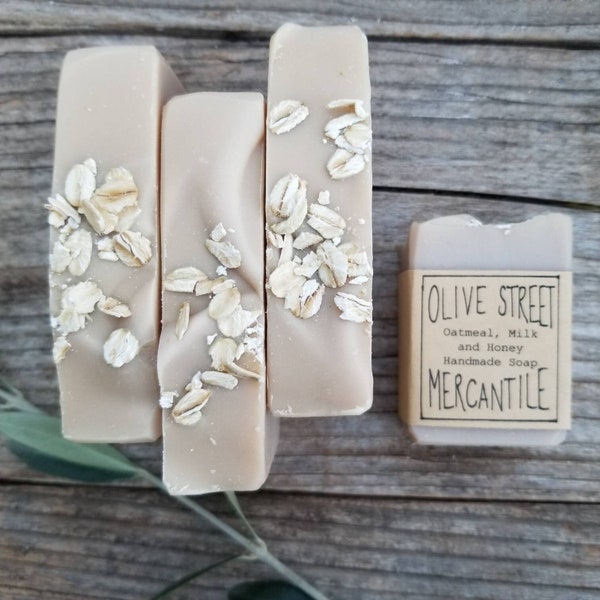 Oatmeal, Milk and Honey Soap, handmade with homegrown olive oil, grass fed organic tallow and colloidal oatmeal, gentle and nourishing