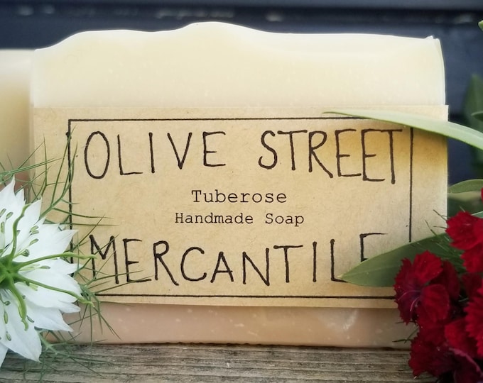 Tuberose Olive Oil Handmade Soap with clay and organic grass fed tallow