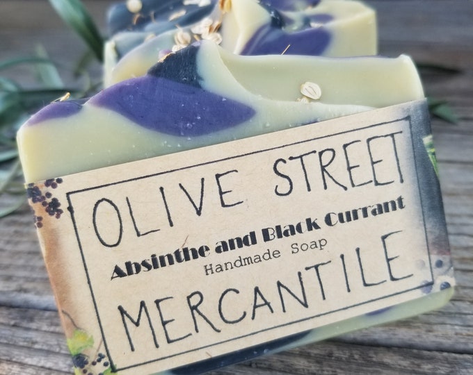 Absinthe and Black Currant handmade olive oil soap, fall edition soap created with homegrown olive oil, PRE ORDER ready mid September