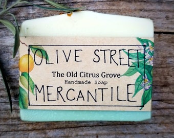 Lemon, Lemongrass, Coriander and Cedarwood Olive Oil Handmade Soap with clay, essential oils and organic grass fed tallow