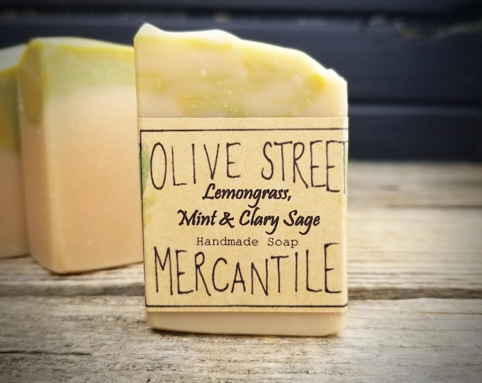 Lemongrass, Mint and Clary Sage: olive oil & tallow handmade soap with oatmeal