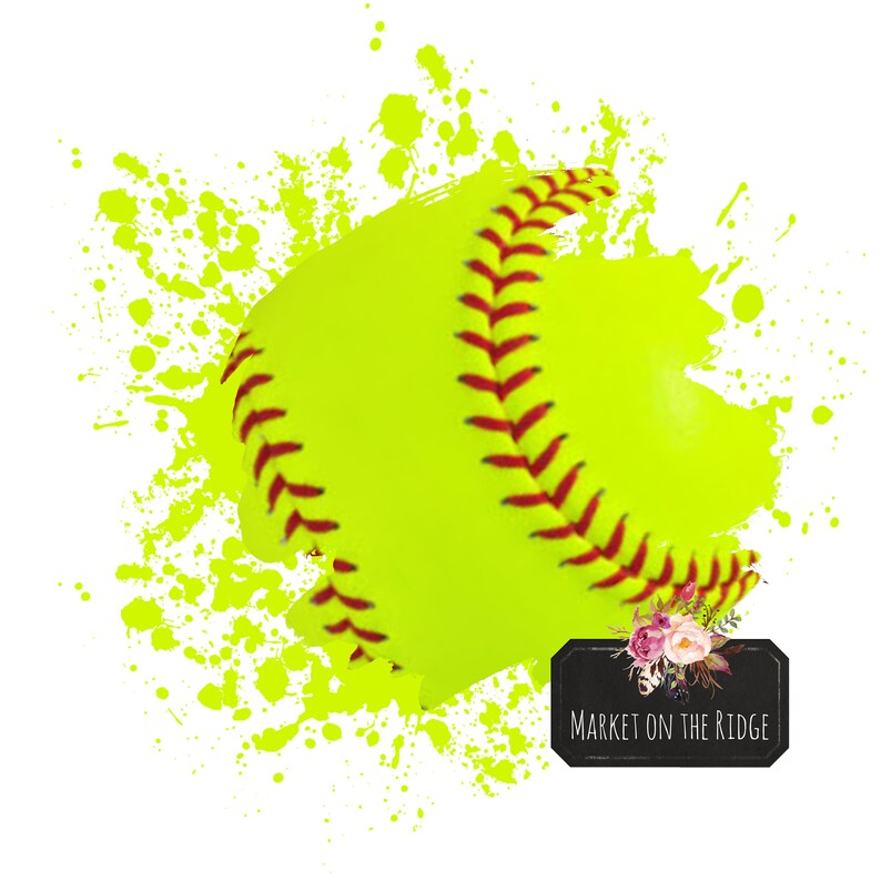 Softball With Paint Splatter Etsy