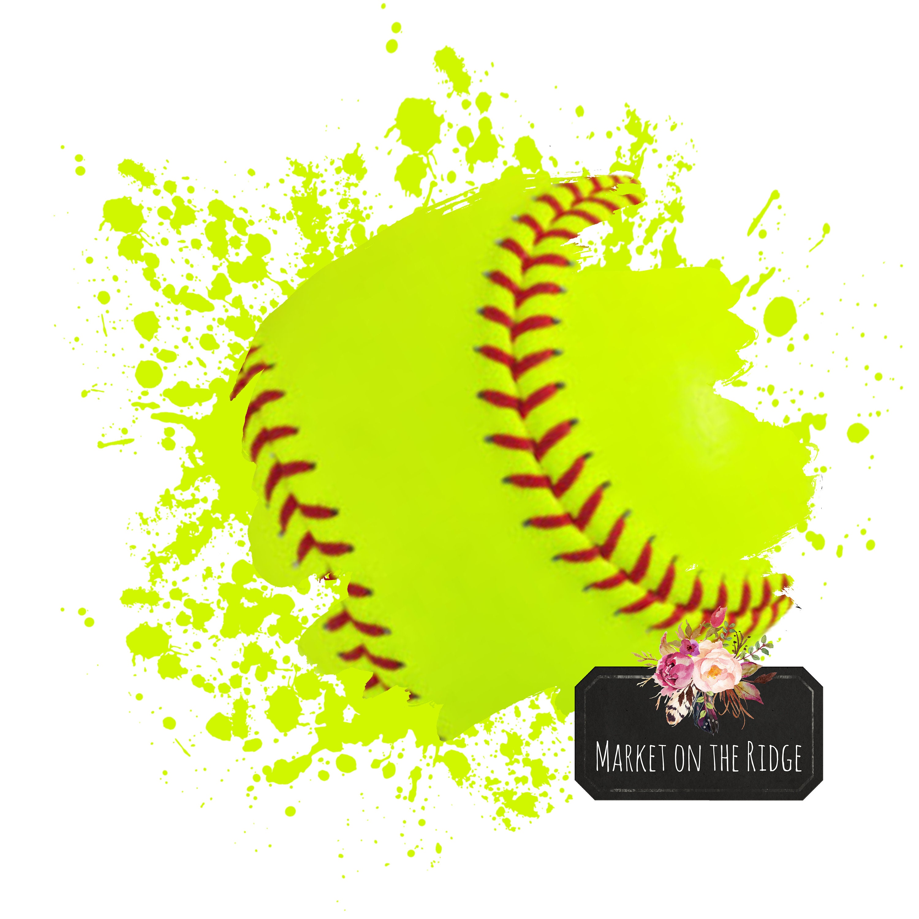 Softball With Paint Splatter Etsy