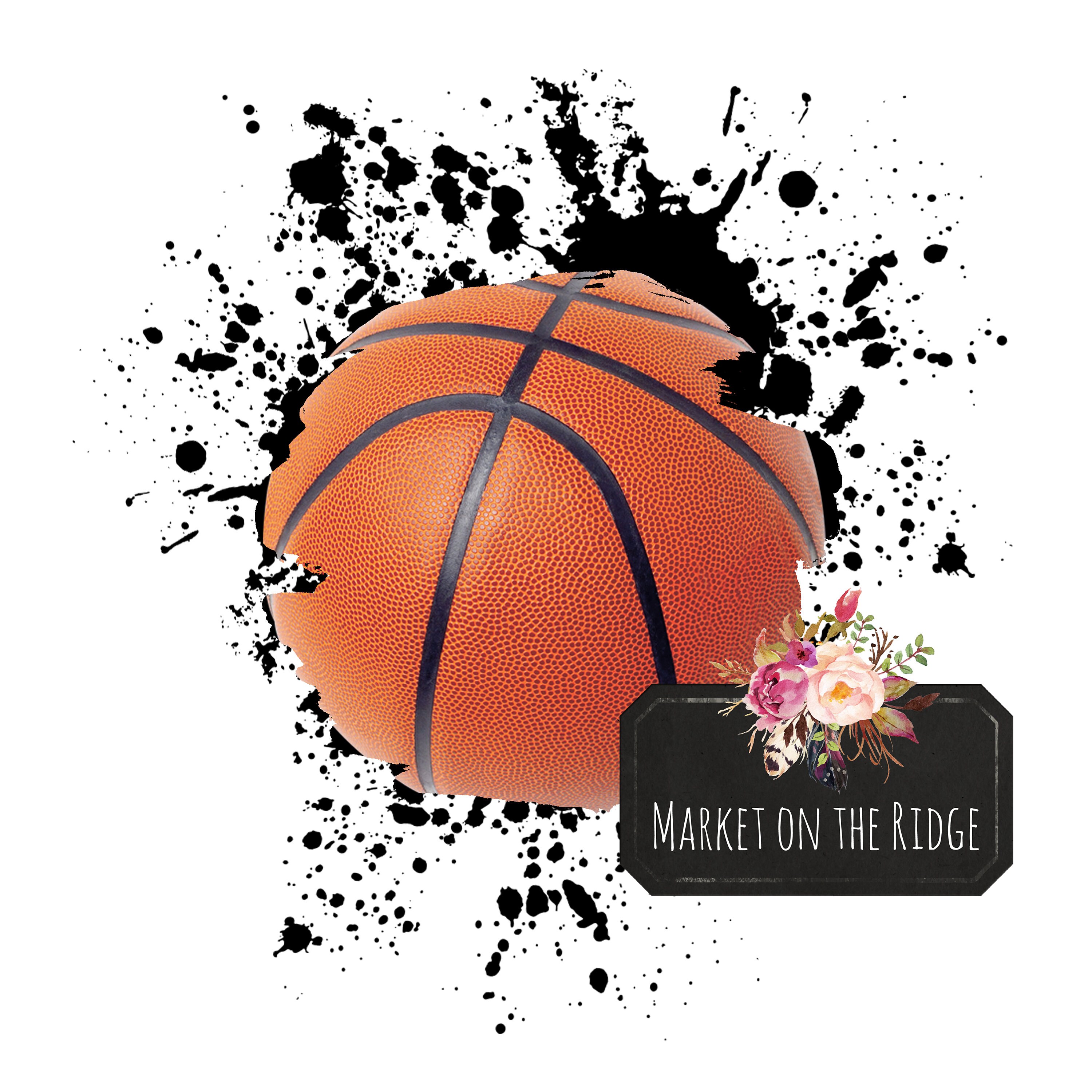 Basketball With Paint Splatter PNG Printable Transparent Background