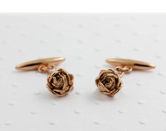 Rose Cufflinks, rose gold cufflinks, wedding cufflinks, groom cufflinks, gold cufflinks, flower cufflinks, gift for groom, valentines gift