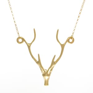 Deer Necklace, stag necklace, antler necklace, gold statement necklace, animal necklace, gift for mum, gift for wife, gift for mom