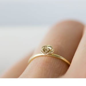 Poppy ring, flower ring, stacking ring, flower stacking ring, gold stacking ring, rememberance ring, promise ring, dainty ring