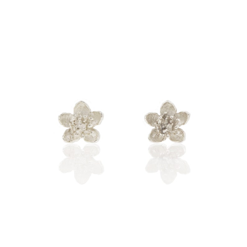 Cherry Blossom Earrings, sakura earrings flower earrings, flower studs, gold studs, tiny studs, small studs, dainty studs, bridal earrings image 6
