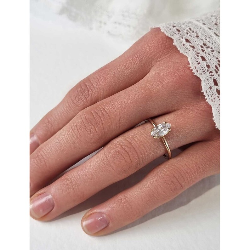 Cinderella Marquise Diamond Ring Marquise Engagement Ring, Marquise Ring, Lab Grown Diamond Ring, Elegant Ring, Proposal Ring image 6