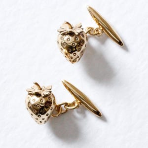 Strawberry Cufflinks – Silver/Gold/Rose Gold, gold cufflinks, groom gift, best man gift, boyfriend gift, summer wedding.