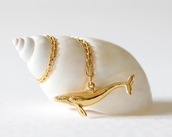Blue Whale Necklace - Silver/Gold - animal necklace, beach necklace, holiday necklace, nautical necklace