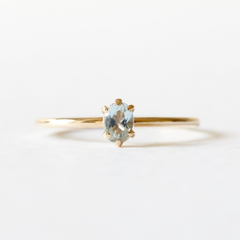 Aquamarine Ring Silver/Gold/Rose Gold aquamarine stacking ring, gold stacking ring, blue ring, dainty ring, delicate ring, gemstone ring image 6