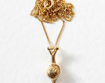 Baby Snail Necklace – Silver/Gold, insect necklace, animal necklace, cute necklace, gold snail necklace, silver snail necklace, bug necklace