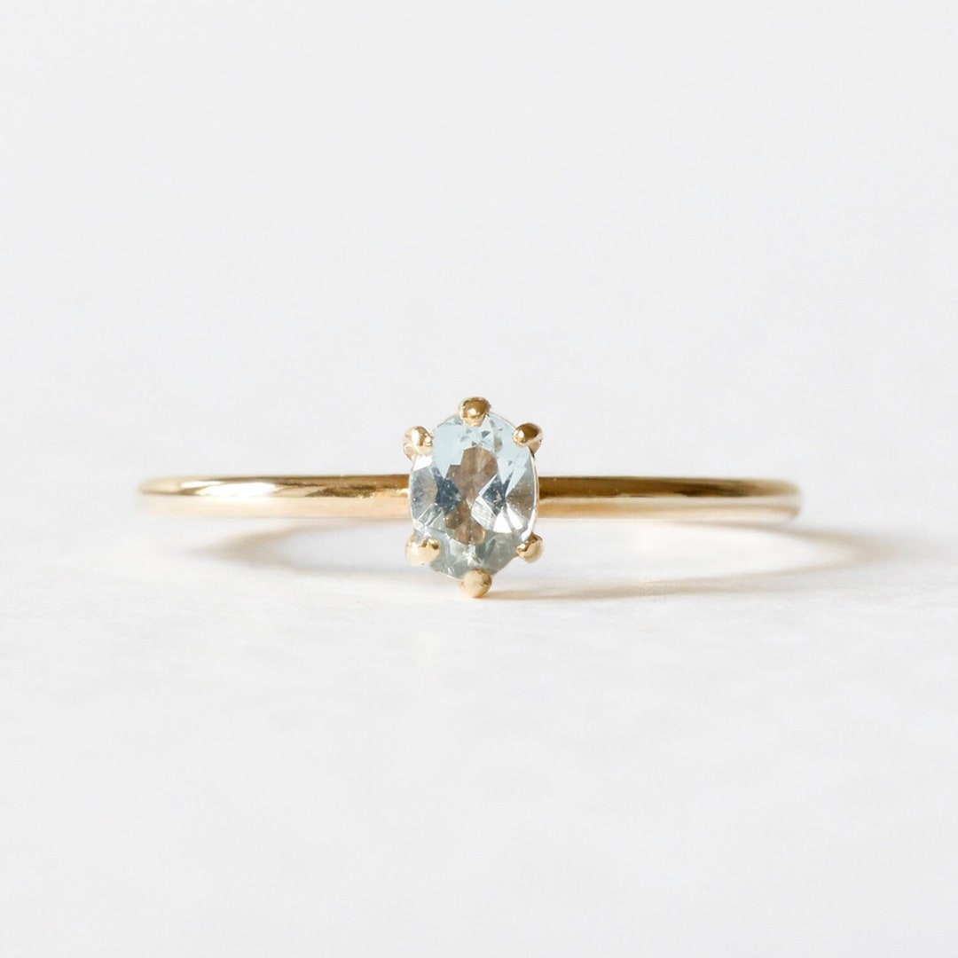 Aquamarine Ring Silver/gold/rose Gold Aquamarine Stacking Etsy UK