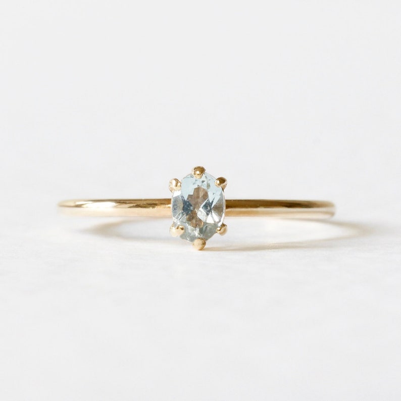 Aquamarine Ring Silver/Gold/Rose Gold aquamarine stacking ring, gold stacking ring, blue ring, dainty ring, delicate ring, gemstone ring image 1