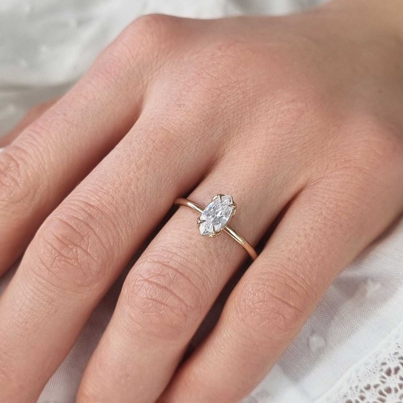 Cinderella Marquise Diamond Ring Marquise Engagement Ring, Marquise Ring, Lab Grown Diamond Ring, Elegant Ring, Proposal Ring image 5