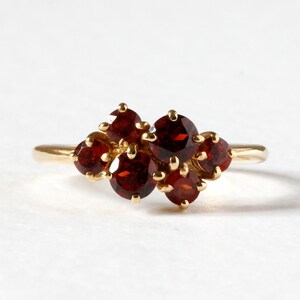 Cluster Ring Garnet, Silver/Gold, Garnet Ring, Statement Ring, Engagement Ring, Red Gemstone Ring, Cocktail Ring, January Birthstone 18ct Gold Vermeil