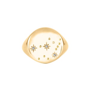 Diamond Constellation RingGold Signet RingZodiac RingAstrology RingGold Signet Ring Women Constellation RingGift for her image 1