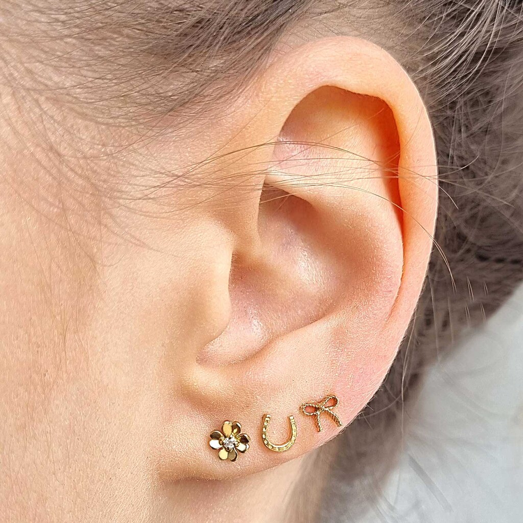 Namana Orecchini Donna A Ferro Di Cavallo In Argento 925 Con Zirconi, Placcato Oro Rosa, 7x8mm