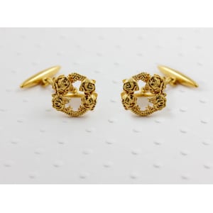 Rose Halo Cufflinks - Gold/Silver/Rose Gold - wedding cufflinks, groom cufflinks, gold cufflinks, flower cufflinks, gift for groom
