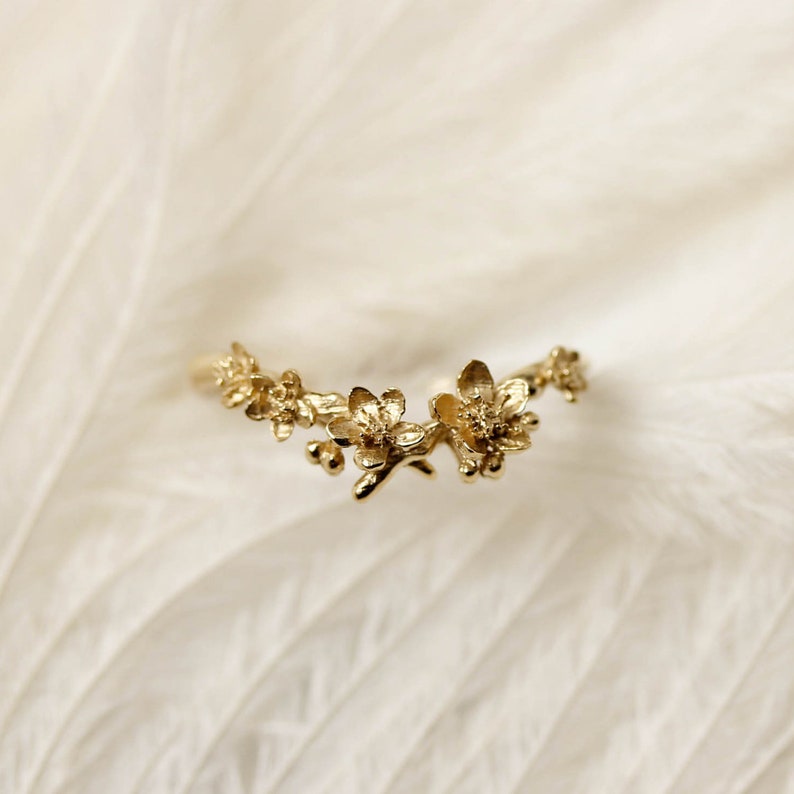 Cherry Blossom Ring, sakura ring Silver/Gold/Rose Gold/White Gold, flower ring, engagement ring, promise ring, wedding band, wedding ring, image 3