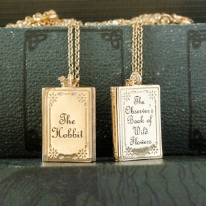 Personalised Book Necklace - Silver/Gold, Personalized Book Necklace, book lover, book jewellery, book jewelry, bookworm, classic book.