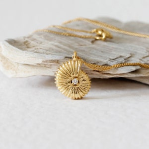 Ammonite Diamond Necklace - Gold/Silver - shell necklace, delicate diamond necklace, beach necklace, holiday necklace, summer necklace