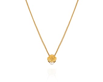 Mini Shell & Pearl Necklace – gold vermeil