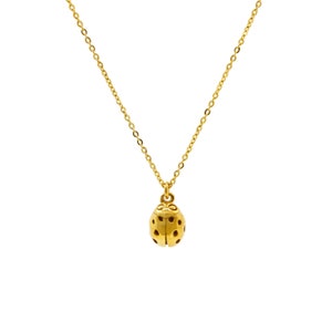 May include: A gold chain necklace with a small ladybug pendant.