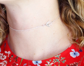 Swallow Choker Necklace - Silver/Gold Vermeil, silver choker, gold choker, bird choker, bird necklace, swallow necklace