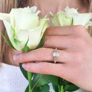 Diamond Rose Ring - Rose Engagement Ring, Diamond Flower Ring, Diamond Engagement Ring, Floral Ring, Oval Diamond Ring, Lab Diamond Ring image 6