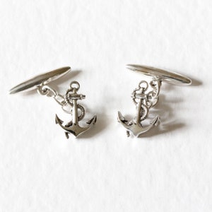Anchor Cufflinks – Silver/Gold - nautical cufflinks, silver cufflinks, groom cufflinks, best man cufflinks, wedding cufflinks, boat lovers