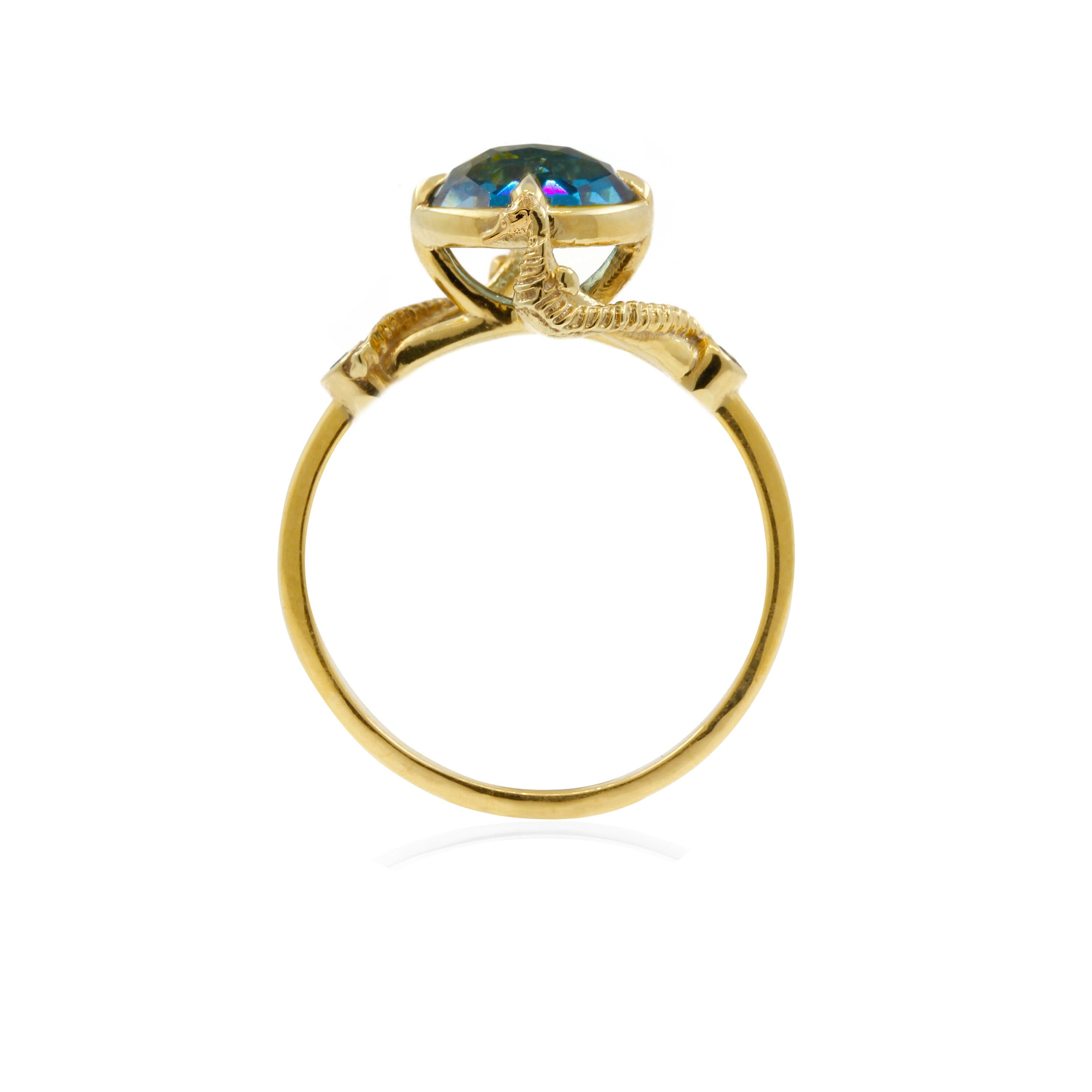 Seahorse Blue Topaz ring - Silver/Gold, seahorse ring, topaz ring, seahorse jewelry, statement ring, blue ring, cocktail ring, gift for wife