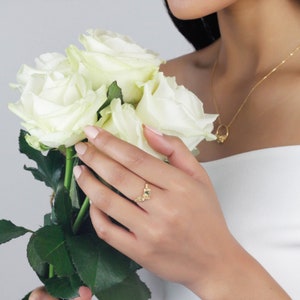 Rose Ring, Diamond & Tourmaline Gold/Silver/Rose Gold/White Gold flower ring, wedding ring, promise ring, engagement ring image 2