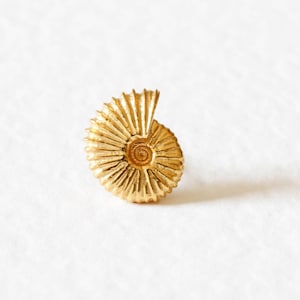 Ammonite Tie Pin/Lapel Pin – Silver/Gold - ammonite lapel pin, shell lapel pin, fossil lapel pin, beach wedding, gold lapel pin, nautical