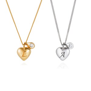 Collar con inicial, collar personalizado, collar con corazón, collar con diamantes, collar con letras, regalo para mamá, regalo de navidad