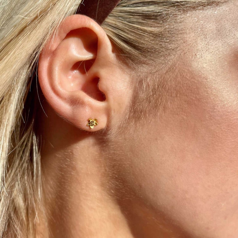 Cherry Blossom Earrings, sakura earrings flower earrings, flower studs, gold studs, tiny studs, small studs, dainty studs, bridal earrings image 2
