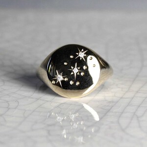 Diamond Constellation RingGold Signet RingZodiac RingAstrology RingGold Signet Ring Women Constellation RingGift for her image 4